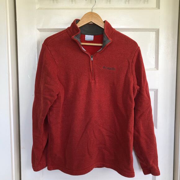 Columbia Sportswear 1/4 Zip Pullover Sweater Fleece Men’s M Heather Red Outdoor - Picture 1 of 7